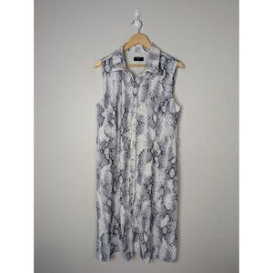 Tahari Snake Print Sleeveless Dress Size L Collared Midi Missing Belt 193